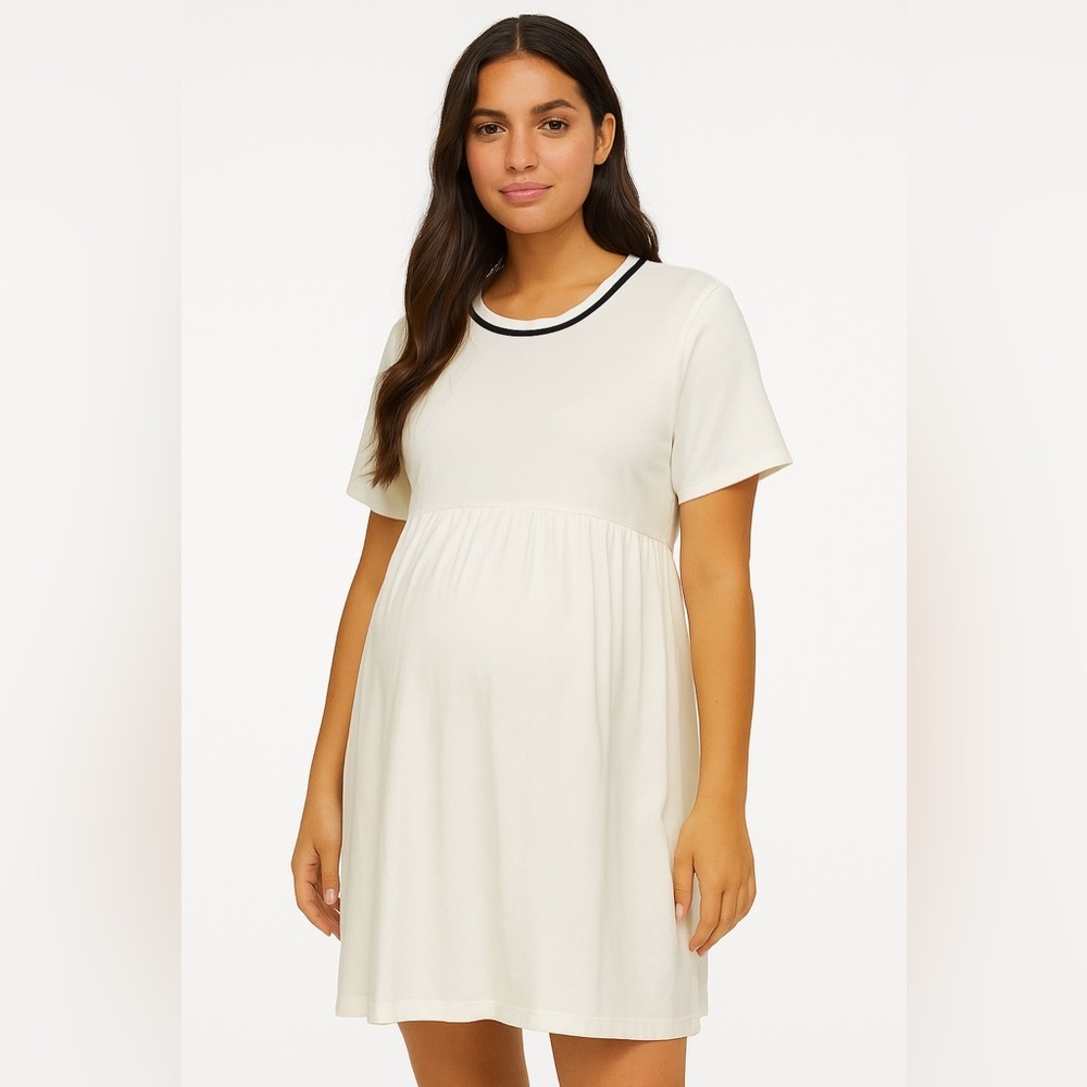 Meg Lauren Cream Cotton Maternity Dress USA - Picture 1 of 5